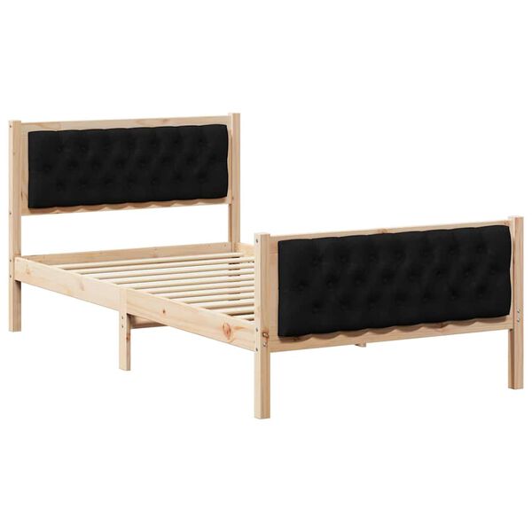 vidaXL Estructura de cama Negro 100 x 200 cm Madera de pino macizo