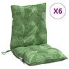 vidaXL Cojines para silla respaldo bajo 6 uds tela estampado de hojas