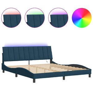 vidaXL Estructura de cama con LED sin colch&oacute;n Hanko terciopelo azul 180x200 cm