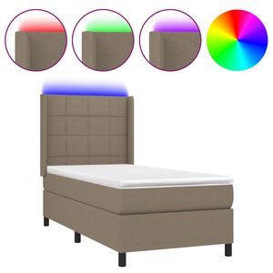 vidaXL Cama box spring colch&oacute;n y luces LED gris taupe 80x200 cm