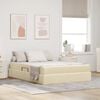 vidaXL Cama con almacenamiento y colch&oacute;n Crema 140 x 200 cm Poli&eacute;ster