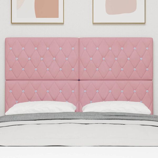 vidaXL Cabecero LED con tira de luces LED Manual Rosa 144 cm Poli&eacute;ster