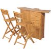 vidaXL Set mesa y sillas plegables bistr&oacute; de jard&iacute;n 3 pzas teca maciza