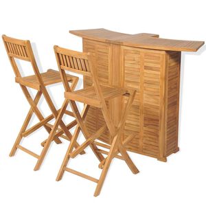 vidaXL Set mesa y sillas plegables bistr&oacute; de jard&iacute;n 3 pzas teca maciza