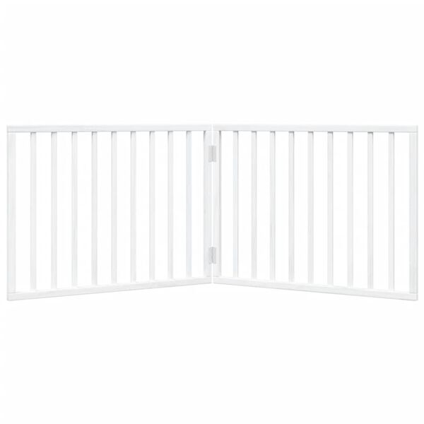 vidaXL Puerta para perros plegable de 2 paneles, madera de &aacute;lamo, blanca, 160 cm