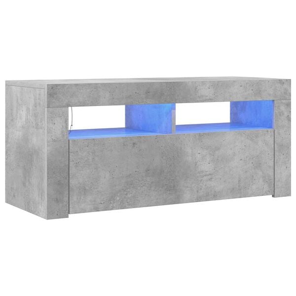 vidaXL Mueble de TV con luces LED gris hormig&oacute;n 90x35x40 cm