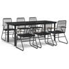 vidaXL Juego de comedor para jard&iacute;n 7 piezas rat&aacute;n PVC negro