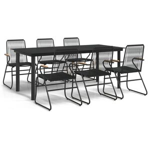 vidaXL Juego de comedor para jard&iacute;n 7 piezas rat&aacute;n PVC negro