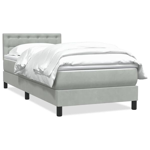 vidaXL Cama box spring con colch&oacute;n terciopelo gris claro 100x210 cm