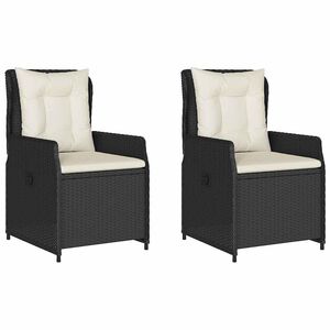 vidaXL Sillones de jard&iacute;n reclinables 2 uds rat&aacute;n sint&eacute;tico negro