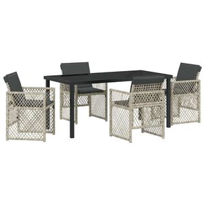 vidaXL Conjunto de Comedor de Jard&iacute;n 5 pcs Gris Claro rat&aacute;n sint&eacute;tico