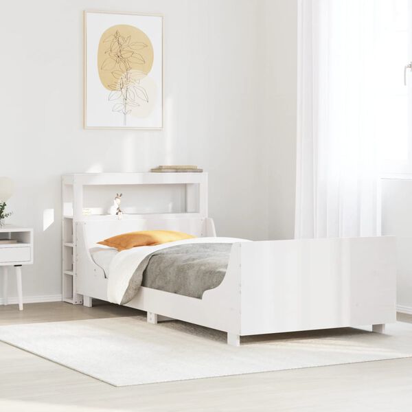 vidaXL Estructura de cama sin colch&oacute;n madera maciza blanca 90x190 cm