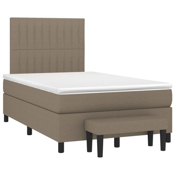 vidaXL Cama box spring con colch&oacute;n tela gris taupe 120x200 cm
