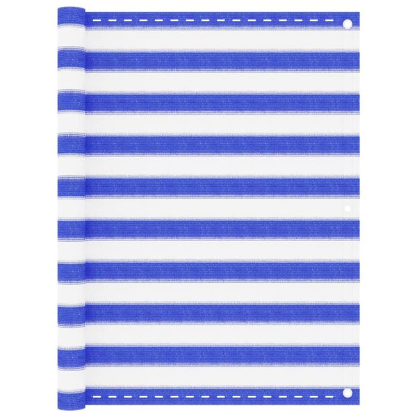 vidaXL Toldo para balcón HDPE azul y blanco 120x400 cm