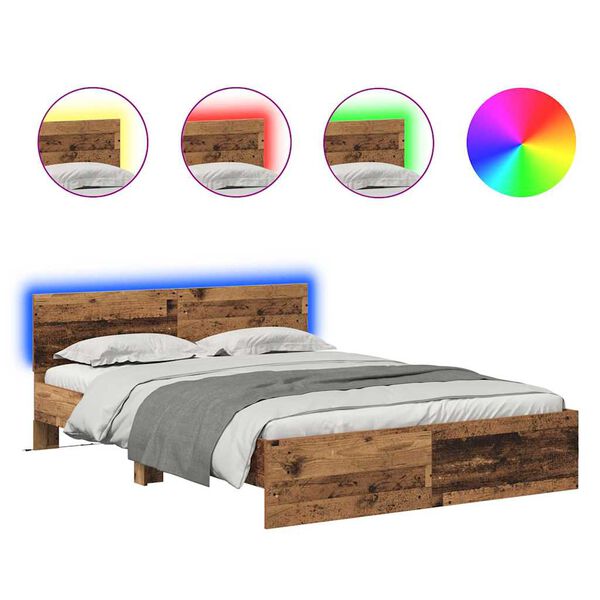 vidaXL Estructura de cama con cabecera Madera Vieja 150 x 200 cm