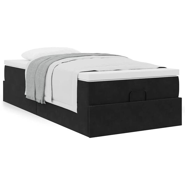 vidaXL Estructura cama otomana colch&oacute;n terciopelo negra 80x200cm