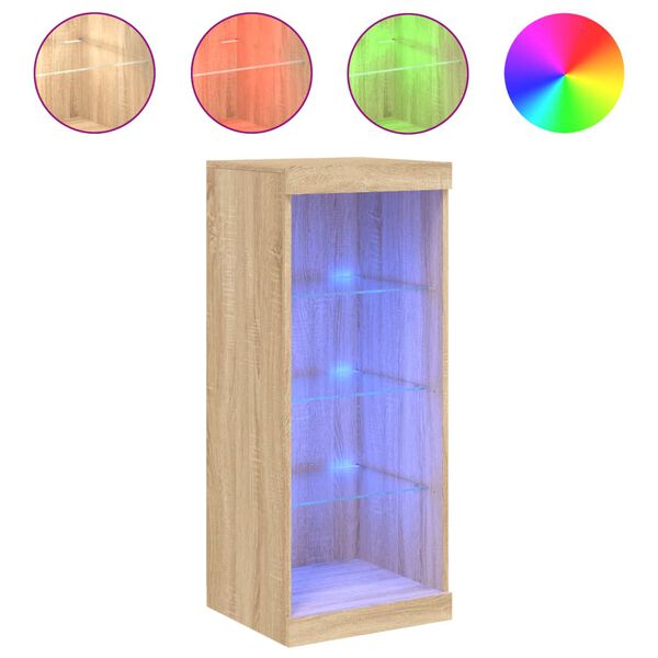 vidaXL Aparador con luces LED roble Sonoma 41x37x100 cm