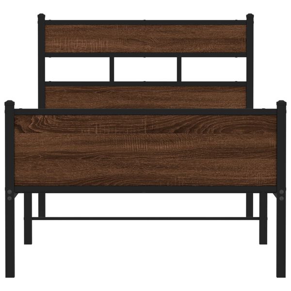 vidaXL Estructura de cama sin colch&oacute;n madera marr&oacute;n roble 90x190 cm