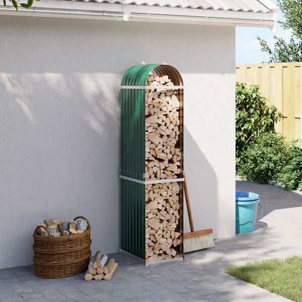 vidaXL Le&ntilde;ero de acero galvanizado verde 40x45x170 cm