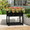 vidaXL Jardinera con estante madera maciza de pino negro 82,5x54x81 cm