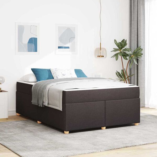 vidaXL Estructura de cama con colch&oacute;n Marr&oacute;n Oscuro 140 x 200 cm tela