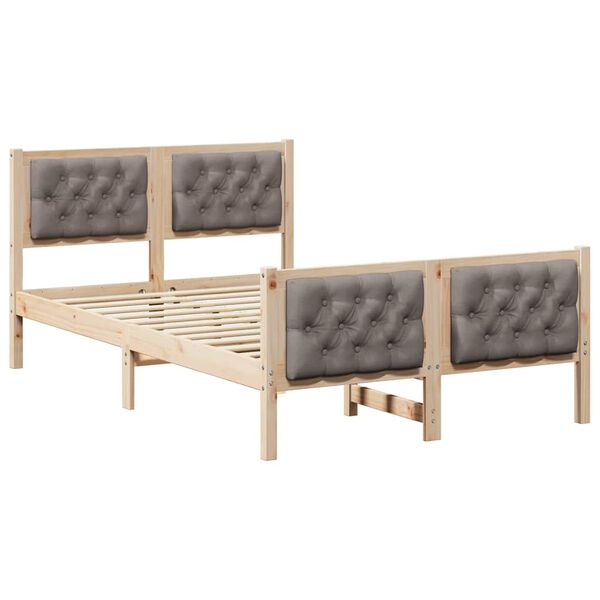 vidaXL Estructura de cama Taup&eacute; 120 x 190 cm Madera de pino macizo