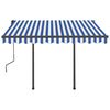 vidaXL Toldo manual retr&aacute;ctil con postes azul y blanco 3x2,5 m