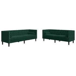 vidaXL Set de sof&aacute;s Chesterfield con cojines 2 piezas terciopelo verde