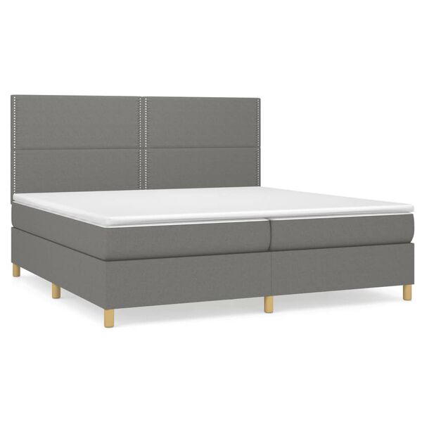 vidaXL Cama box spring con colch&oacute;n tela gris oscuro 200x200 cm