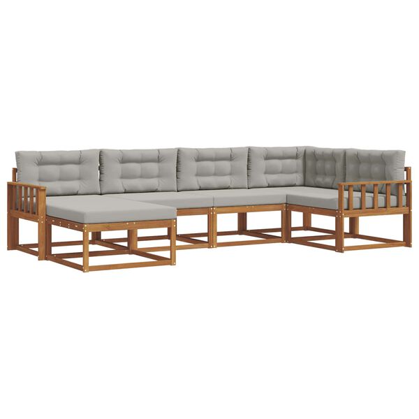 vidaXL Conjunto de sof&aacute;s de exterior 6 pcs Gris Natural y Claro