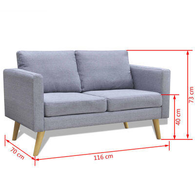 vidaXL Conjunto de sofás de 2 y 3 plazas de tela gris claro