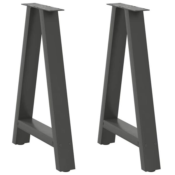 vidaXL Patas para mesa de comedor en forma de A (2 unidades), antracita, 50 x (72-73) cm, acero