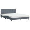 vidaXL Cama con colch&oacute;n Hanko terciopelo gris oscuro 160x200 cm