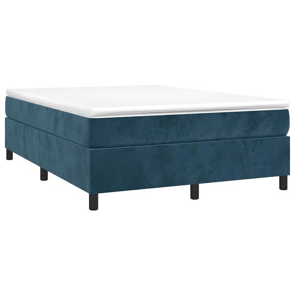 vidaXL Cama box spring con colch&oacute;n terciopelo azul oscuro 140x190 cm