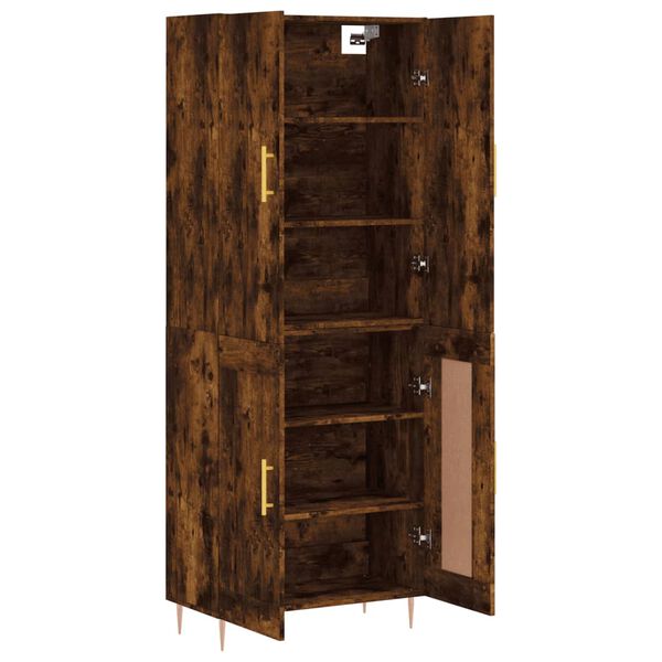 vidaXL Aparador alto madera contrachapada roble ahumado 69,5x34x180 cm