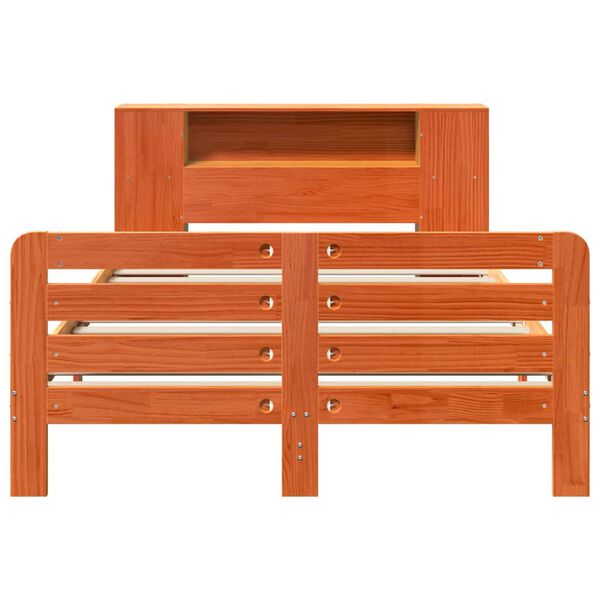 vidaXL Cama sin colch&oacute;n madera maciza de pino marr&oacute;n cera 140x200 cm