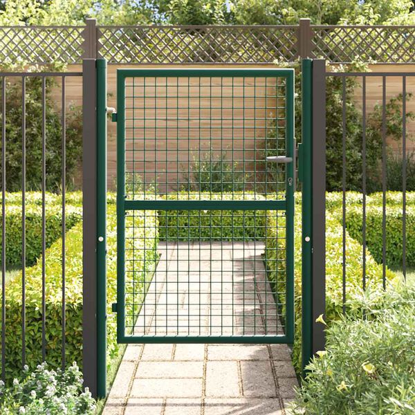 vidaXL Puerta de valla de acero 100 x 125 cm verde