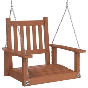 vidaXL Silla columpio jard&iacute;n con cadenas de metal madera abeto marr&oacute;n