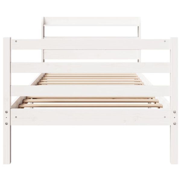 vidaXL Estructura de cama con cabecero sin colch&oacute;n blanco 90x200 cm