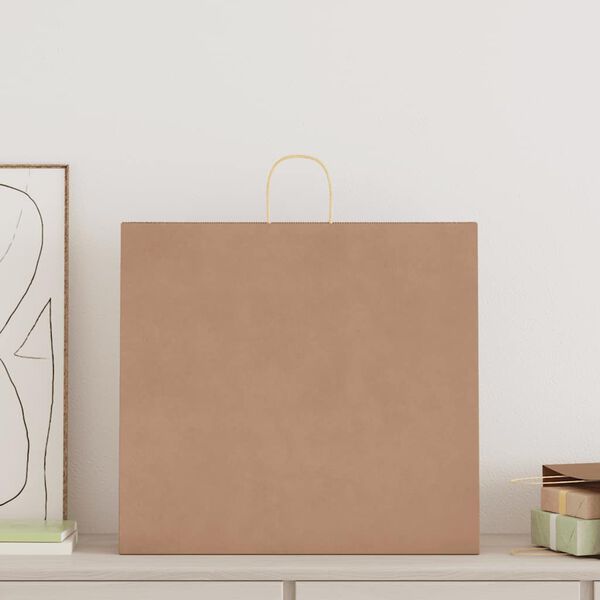 vidaXL Bolsas de papel con asas 50 uds marr&oacute;n 54x15x49 cm
