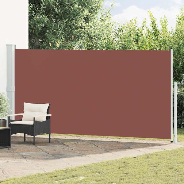 vidaXL Toldo lateral retr&aacute;ctil para patio marr&oacute;n 180x500 cm