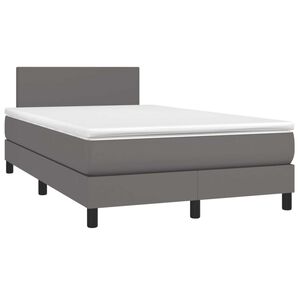 vidaXL Cama box spring con colch&oacute;n cuero sint&eacute;tico gris 120x190 cm