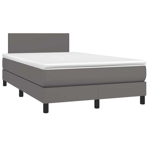 vidaXL Cama box spring con colch&oacute;n cuero sint&eacute;tico gris 120x190 cm