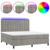 vidaXL Cama box spring colch&oacute;n y LED terciopelo gris claro 180x200 cm