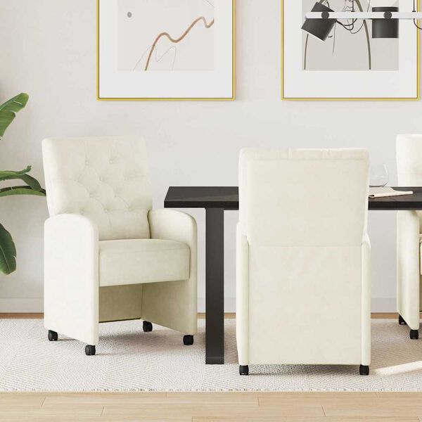 vidaXL Sillas de Comedor con Ruedas 2 pcs Crema 58 x 67 x 97 cm