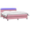vidaXL Cama box spring con colch&oacute;n y LED terciopelo rosa 180x210 cm