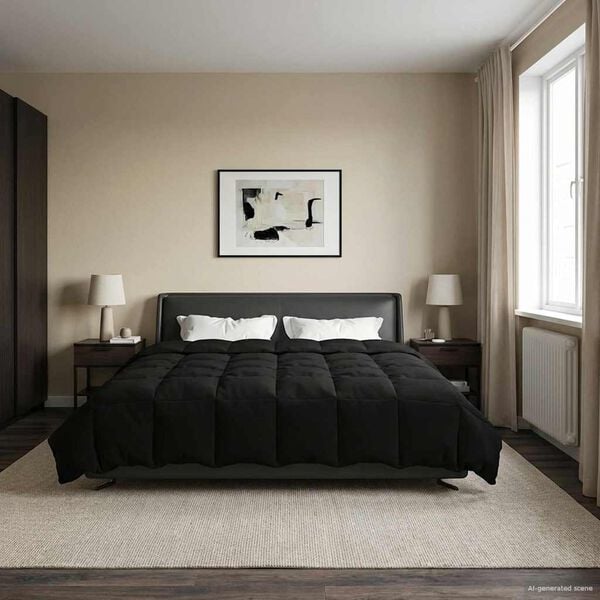 vidaXL Edred&oacute;n de Verano Acolchado Negro 220 x 240 cm Microfibra