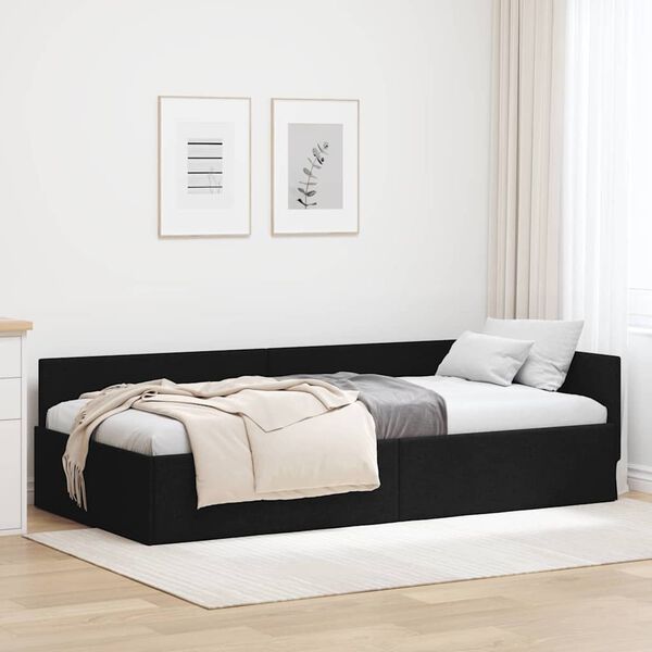 vidaXL Estructura de cama en esquina Negro 90 cm x 200 cm Terciopelo