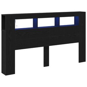 vidaXL Cabecero LED con estante Roble Negro 180 x 18,5 x 103,5 cm