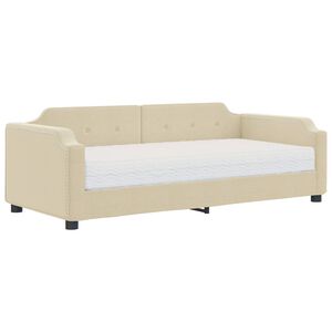 vidaXL Sof&aacute; cama con colch&oacute;n tela crema 100x200 cm